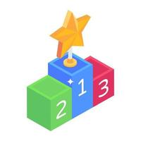 Winning standing position, isometric icon of rating podium vector