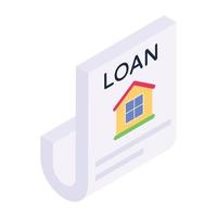 Loan paper in isometric editable trendy icon vector