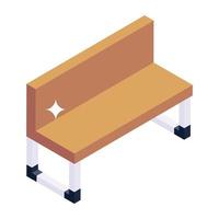 Bench in isometric style icon vector