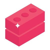 Bricks in isometric unique icon, editable vector