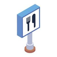 Trendy isometric style icon restaurant sign board vector