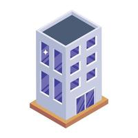 edificio comercial en icono editable isométrico vector