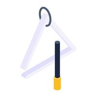 Triangle music instrument, isometric icon of idiophone vector