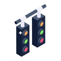 Trendy isometric style icon of traffic lights vector