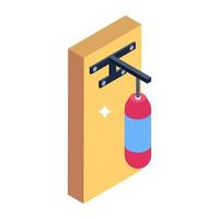 Boxing practice equipment, isometric icon of punching bag vector