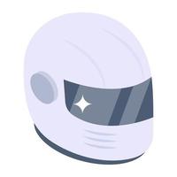 Gaming cover headpiece, isometric icon of sports bike helmet vector