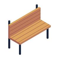 Bench in isometric style icon vector