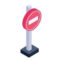 Roadblock board isometric icon vector