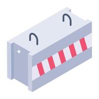 Concrete obstacle in isometric icon vector