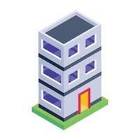 edificio en icono isométrico editable vector