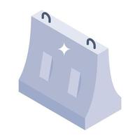 Concrete obstacle in isometric icon vector