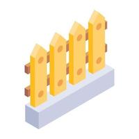 Modern fence in isometric editable icon vector