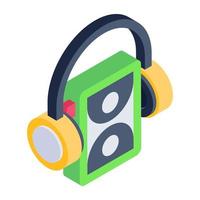 Icon of sound speaker, woofer isometric style vector