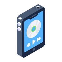 Modern isometric icon of mobile songs vector