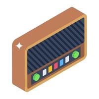 un icono isométrico perfecto del aparato de radio retro vector