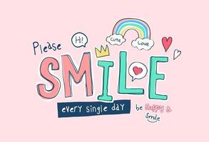 colorful smile slogan with cute icons illustration vector