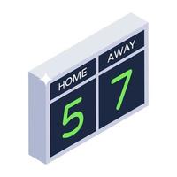 Displaying sports teams status, scoreboard icon of isometric style vector