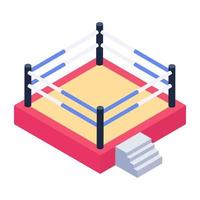 Boxing match field, isometric icon of wrestling ring vector