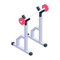 icono de soporte en cuclillas de estilo isométrico, equipo de fitness vector