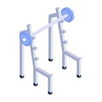 Squat rack icon of isometric style, fitness equipment vector