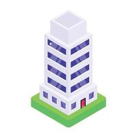 edificio comercial en icono editable isométrico vector