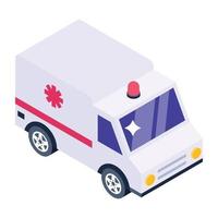 icono isométrico de ambulancia, vector de moda editable