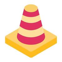 Trendy unique isometric icon of traffic cone, editable vector