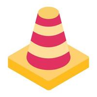 Trendy unique isometric icon of traffic cone, editable vector