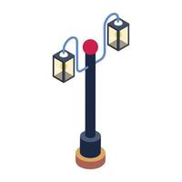 Light pole in isometric trendy icon vector