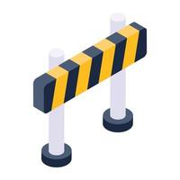 Construction barrier in isometric icon, editable vector