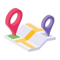 Location map in isometric trendy icon, editable vector