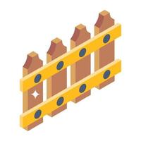 Modern fence in isometric editable icon vector