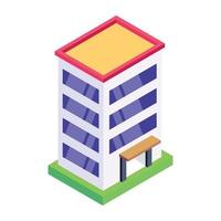 Building in isometric editable icon vector