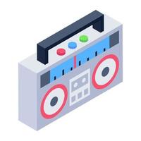 Cassette tape player icon, editable isometric design vector