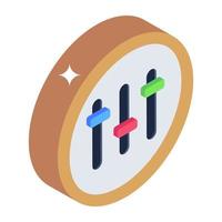 An isometric design of volume equalizer, an audio adjuster concept vector