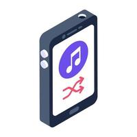 Modern isometric icon of mobile songs vector