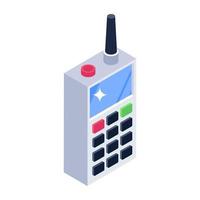 dispositivo de comunicación de árbitro, icono de walkie talkie de estilo isométrico vector