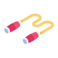 Fitness string equipment, isometric icon of skipping rope vector