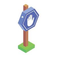 Stop board in isometric trendy icon vector