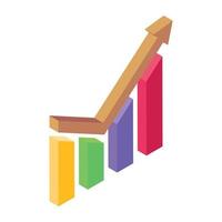 Growth chart in editable isometric icon vector