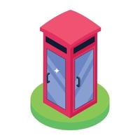 Telephone booth in isometric editable icon vector