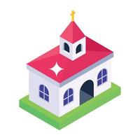 Church building, isometric design vector