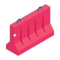 Concrete barrier in isometric icon vector
