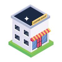 Coffee shop in editable isometric icon vector