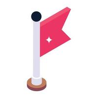 A flagpole in isometric editable icon vector