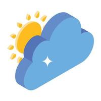 Trendy unique isometric icon of cloudy vector
