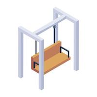 Garden swing in trendy isometric style icon vector