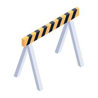 Traffic barrier in isometric icon, editable vector