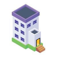 edificio en icono isométrico editable vector