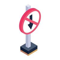 Trendy editable isometric style icon of road Directions sign vector